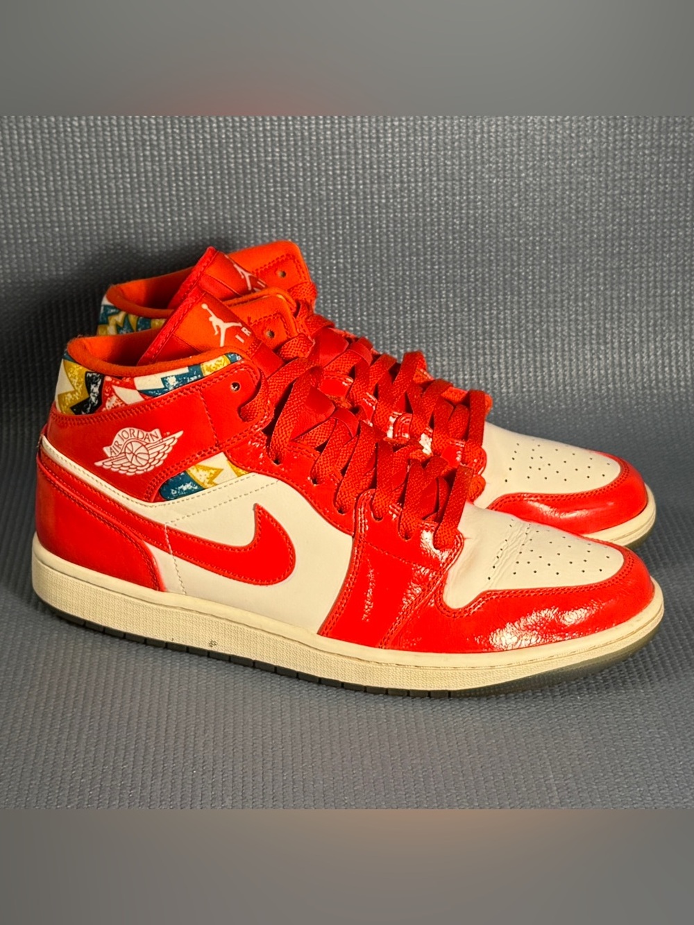 Nike Air Jordan 1 Mid Barcelona Sweater Red Patent Shoes Men’s Size 11